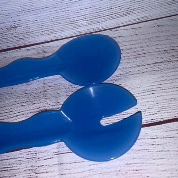 New Tupperware Blue Salad Serving Fork & Spoon 3564 3565 - Picture 2 of 5